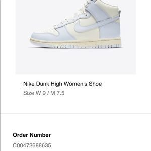 Women’s Nike Dunk High Size 9